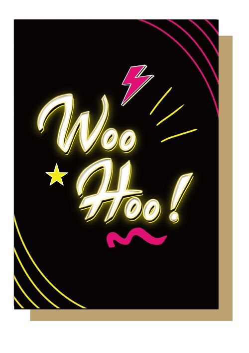 Woo Hoo Neon Greetings Card