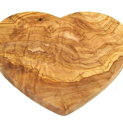 Tagliere per la colazione HEART grande (larghezza ca. 25 cm) in legno d'ulivo