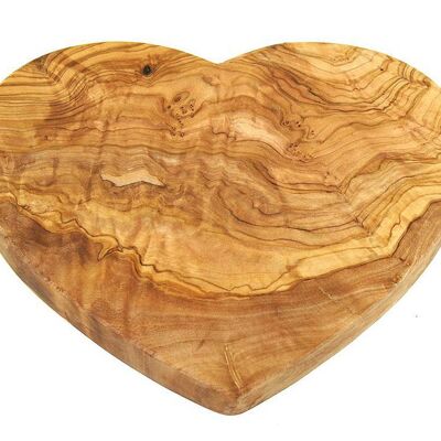 Tagliere per la colazione HEART grande (larghezza ca. 25 cm) in legno d'ulivo