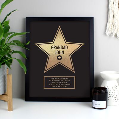 Personalisierter Walk of Fame Star Award Schwarzer gerahmter Druck