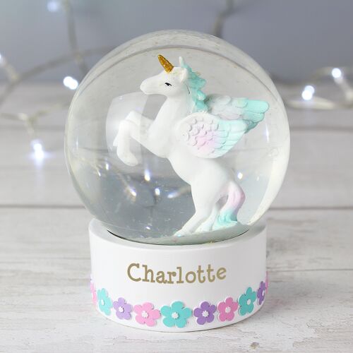 Personalised Unicorn Name Snow Globe