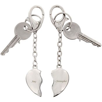 Porte-clés personnalisé deux coeurs 2