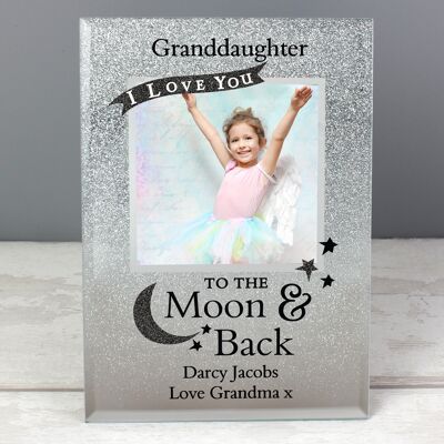 Personalised To the Moon and Back 4x4 Glitter Glass Photo Frame