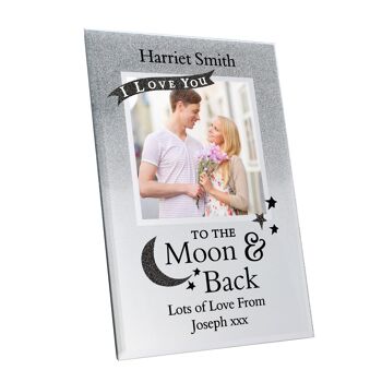 Cadre photo personnalisé en verre scintillant 4x4 To the Moon and Back 2