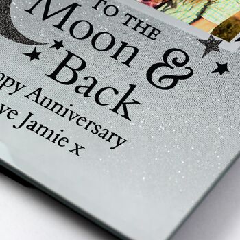 Cadre photo personnalisé en verre scintillant 4x4 To the Moon and Back 5