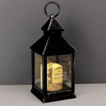 Lanterne noire rustique aquarelle douce personnalisée 1