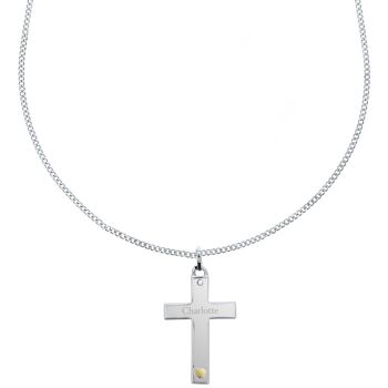 Croix en argent sterling personnalisée avec coeur en or 9 carats et collier CZ 4