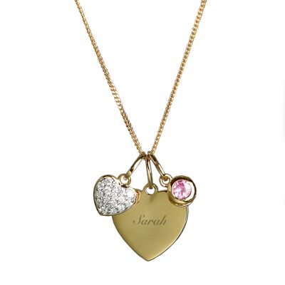 Collana personalizzata con cuore in argento sterling e oro 9 carati