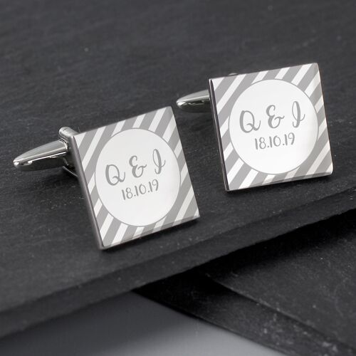 Personalised Stripes Square Cufflinks