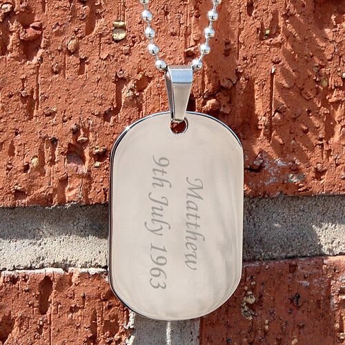 Personalised Stainless Steel Dog Tag Necklace