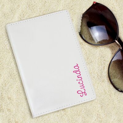 Personalised Pink Name Island Cream Passport Holder