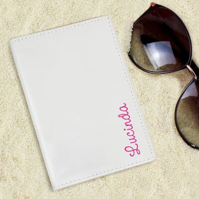 Porta passaporto rosa personalizzato con nome Island Cream