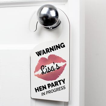 Affichette de porte de fête de poule de lèvres d'or rose personnalisée 1