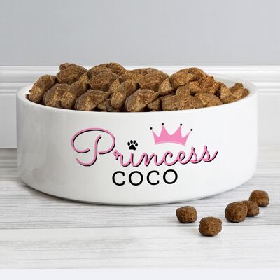 Ciotola personalizzata per animali domestici in ceramica bianca da 14 cm Princess