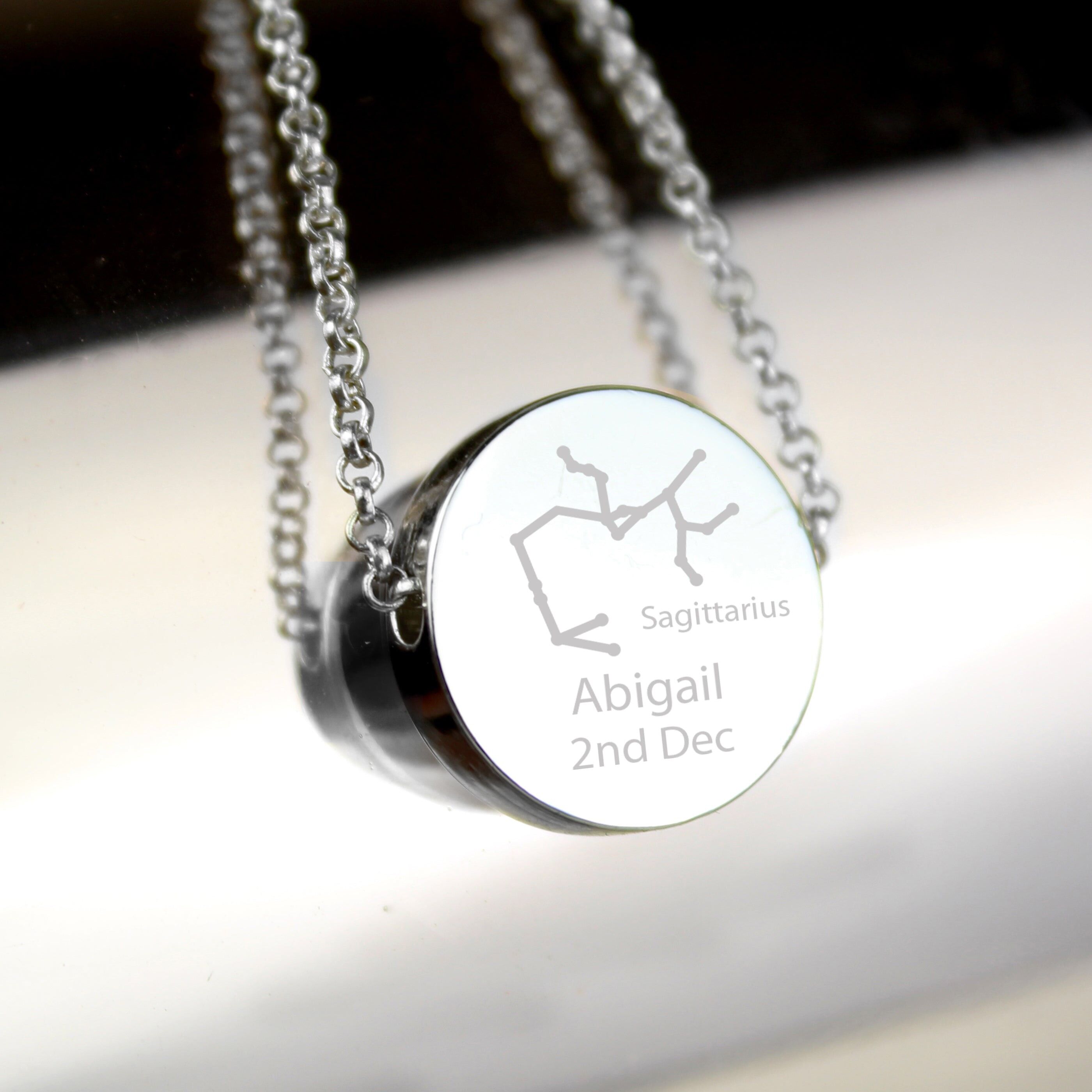 Collana personalizzata con segno zodiacale zodiacale Sagittario tono argento (22 novembre - 21 dicembre)