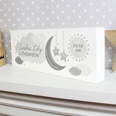 Personalizzato New Baby Moon & Stars in legno Block Nursery Sign