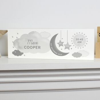 Panneau de chambre de bébé bloc de bois personnalisé New Baby Moon & Stars 3