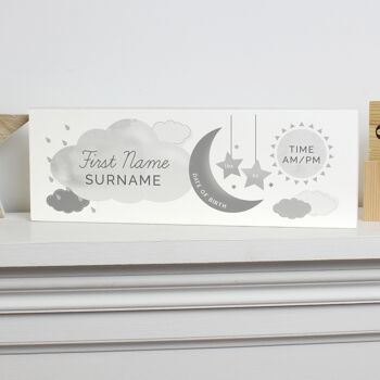 Panneau de chambre de bébé bloc de bois personnalisé New Baby Moon & Stars 6