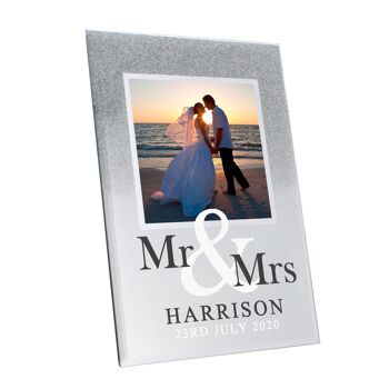 Cadre photo personnalisé en verre scintillant Mr & Mrs 4x4 2