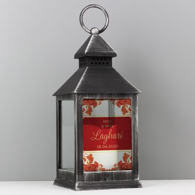 Lanterna nera rustica personalizzata per matrimonio Paisley