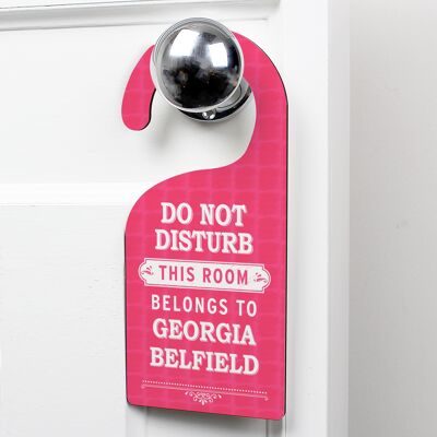 Colgador de puerta rosa personalizado "No molestar"