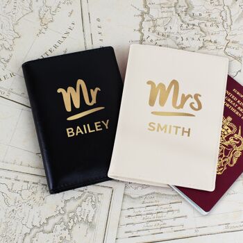 Ensemble de porte-passeport personnalisés Mr & Mrs 1