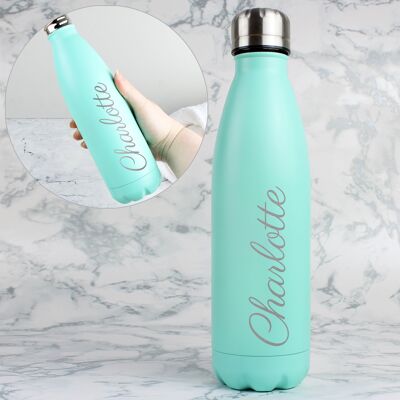 Personalised Mint Green Metal Insulated Drinks Bottle