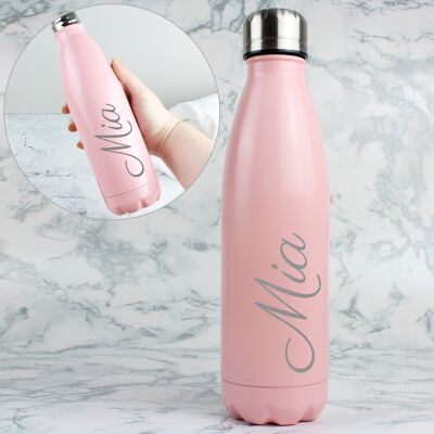 Personalisierte rosa isolierte Trinkflasche aus Metall