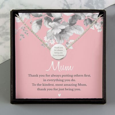 Personalisierte Mama Sentiment silberfarbene Halskette und Box