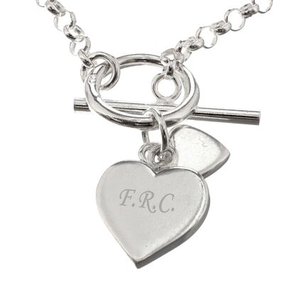 Personalised Hearts T-Bar Bracelet