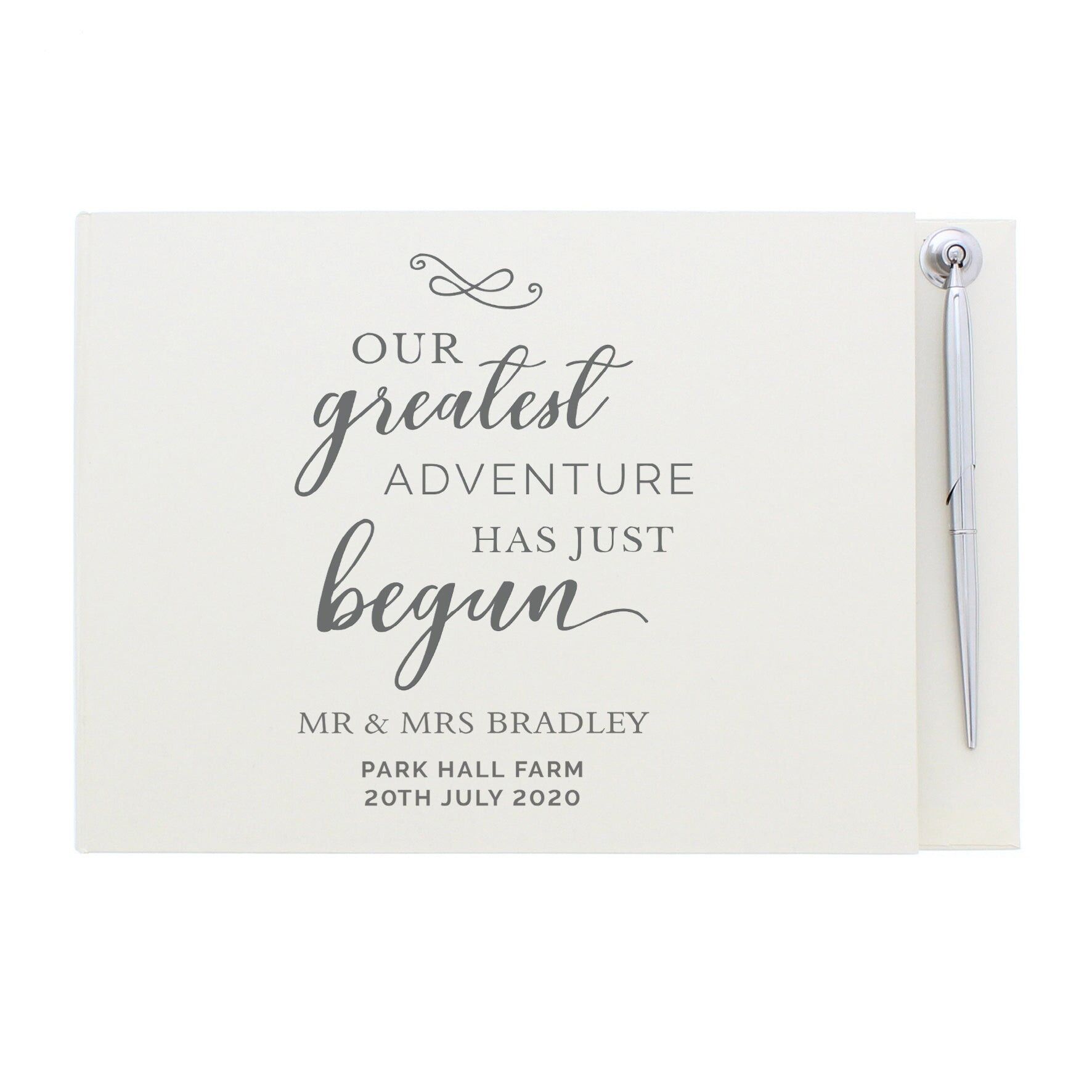 Personalised Greatest Adventure Wedding Hardback Guest Book & Pen