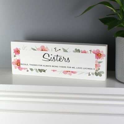 Personalised Floral Sentimental Wooden Block Sign