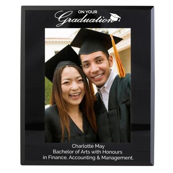 Cadre photo 7x5 en verre noir de graduation personnalisé 2