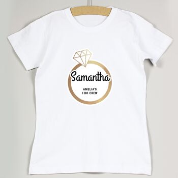 T-shirt Anneau Bling Doré Personnalisé pour Enterrement de Vie de Jeune Fille - Blanc XL 4