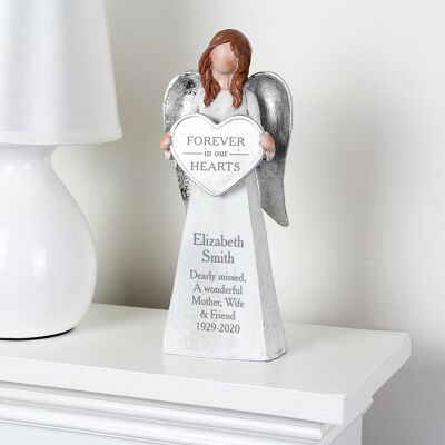 Ornamento dell'angelo commemorativo personalizzato per sempre nei nostri cuori