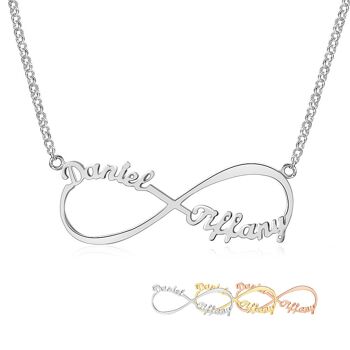 Collier Prénom Infini Personnalisé Personnalisé - Argent Sterling 925 - Plaqué Or Blanc - 14 pouces 4