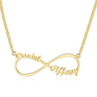 Personalised Custom infinity Name Necklace - 925 Sterling Silver - Gold Plated - 14 inch