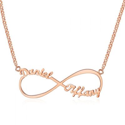 Personalised Custom infinity Name Necklace - Copper - Rose Gold Plated - 14 inch
