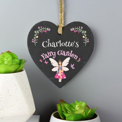 Decorazione personalizzata del cuore dell'ardesia del giardino delle fate