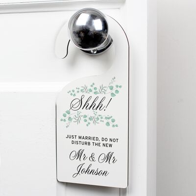 Colgador de puerta de boda floral y eucalipto personalizado