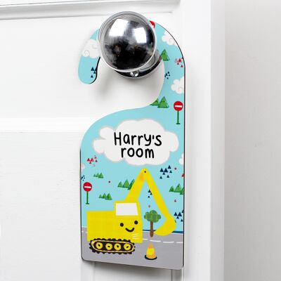 Personalised Digger Door Hanger