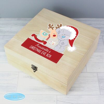 Grande boîte de réveillon de Noël en bois colorée personnalisée Tiny Tatty Teddy