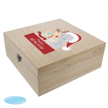 Grande boîte de réveillon de Noël en bois colorée personnalisée Tiny Tatty Teddy 2