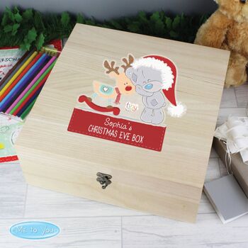 Grande boîte de réveillon de Noël en bois colorée personnalisée Tiny Tatty Teddy 3