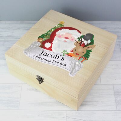 Grande boîte de réveillon de Noël en bois Père Noël coloré personnalisé