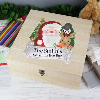 Grande boîte de réveillon de Noël en bois Père Noël coloré personnalisé 3