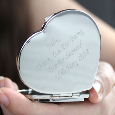 Personalisierter kompakter Spiegel mit Herz aus Diamanten