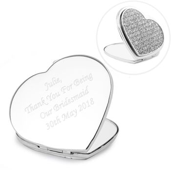 Miroir Compact Coeur Diamante Personnalisé 2