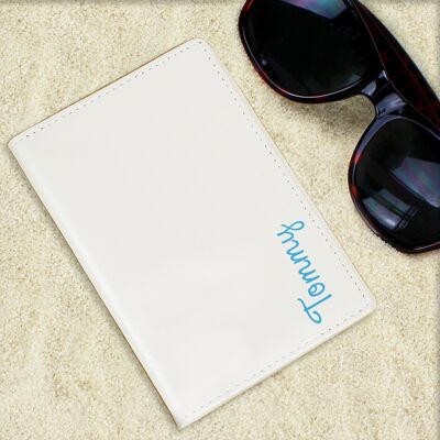 Porta passaporto personalizzato Blue Name Island Cream