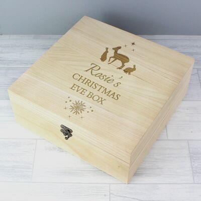 Caja de recuerdos de madera grande de Navidad personalizada